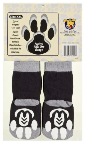 Woodrow Wear Power Paws, Traction Socks for Dogs, Black & Gray, XS, fits up to 25 lbs - PawsPlanet Australia