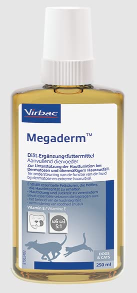 Virbac Megaderm diet supplement for dogs and cats - double pack - 2 x 250ml - PawsPlanet Australia