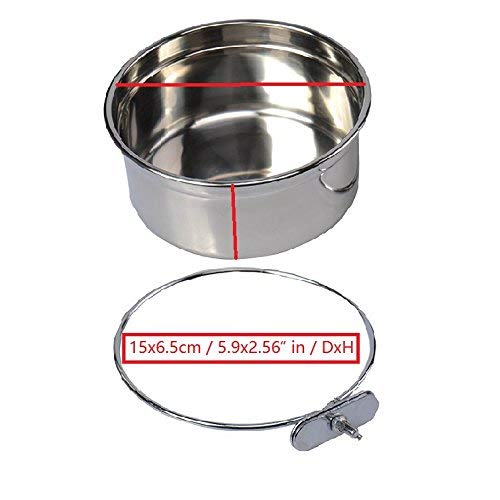 [Australia] - Pet Dog Coop Cups Stainless Steel Feeding Bowl Clamp - Detachable Dog Cat Cage Kennel Hanging Bowl Metal Food Water Feeder Medium 