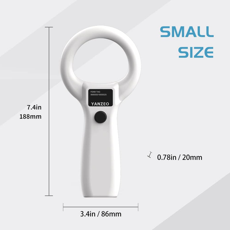 Yanzeo Pet Microchip Scanner, RFID EMID Animal Handheld Reader, 134.2kHz Pet ID Scanner Rechargeable Animal Chip Registration, Pet Tag Scanner FDX-B(ISO 11784/11785) (AR180S) - PawsPlanet Australia