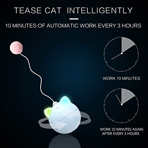 [Australia] - YSCEN Automatic Cat/Dog Toy, Pet Feathers cat Toys, Smart Feathers Cat Toys Interactive Ball, 360 Degree Automatic Irregular Rotation, Colorful Lanterns Amuse Cats, Pet Toy Replaceable Rotating Head blue 