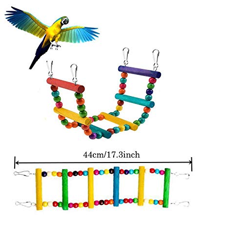 PBIEHSR Bird Parrot Swing Toys, 17 Pcs Pet Bird Cage Hammock Chewing Toy Hanging Bell Wooden Perch for Small Parrots, Conures, Love Birds, Small Parakeets, Finches, Budgie - PawsPlanet Australia