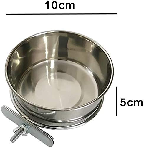 13C 3pcs Bird Feeding Dish Cups Stainless Steel Parrot Feeding Cups with Clamp Holder Animal Cage Water Food Bowl Bird Cage Cups for Feeding and Watering Birds, Parrots, Chicken and Small Animals(S) - PawsPlanet Australia