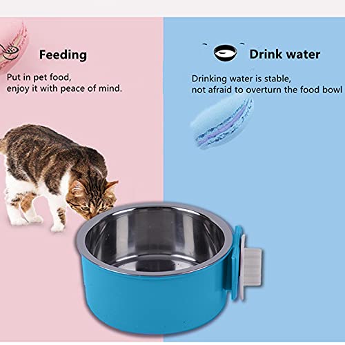 Small Pet Hanging Bowl for Crates & Cages 2 in1 Removable Stainless Steel Dog Cat Hanging Pet Food Bowl for Puppy Small Pet Animals Blue - PawsPlanet Australia