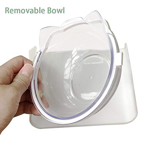 [Australia] - TINTON LIFE Adjustable Transparent Tilted Bowl Feeder with Raised Stand for Cat Pet White 