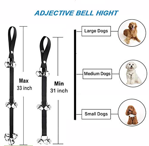 Baikey Dog Training Bell, 2 Pack Dog Doorbells Dog Bell for Door Potty Training Adjustable Pet Puppy 7 Extra Large Loud Bell for Door Knob Housetraining Houserbreaking Black and Blue - PawsPlanet Australia