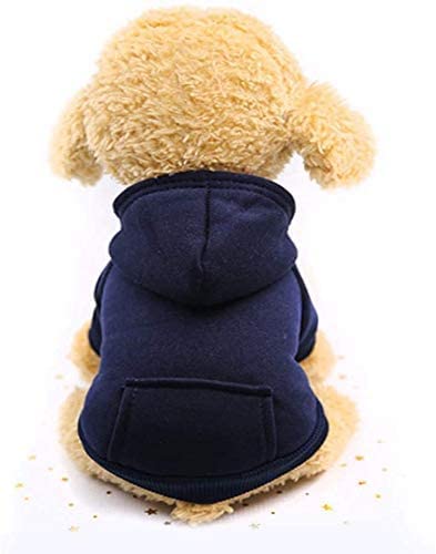 Befx Dog Fleece Hoodie Warm Clothes for Small Pet Dogs Cat Autumn Winter Sweater XS (Chest Girth 10.63" , Back Length 6.30") NavyBlue - PawsPlanet Australia