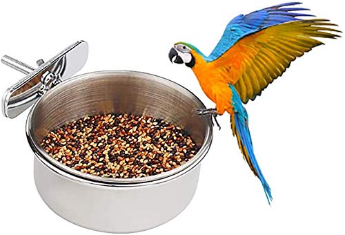 13C 3pcs Bird Feeding Dish Cups Stainless Steel Parrot Feeding Cups with Clamp Holder Animal Cage Water Food Bowl Bird Cage Cups for Feeding and Watering Birds, Parrots, Chicken and Small Animals(S) - PawsPlanet Australia