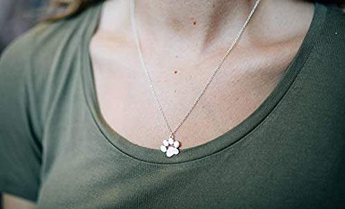 N7 925 Sterling Silver Paw Print Necklace, Paw Necklace, Dog Necklace, Dog Jewelry for Women, Dog Paw Necklace, Dog Pendant, Dog Necklaces for Women - PawsPlanet Australia