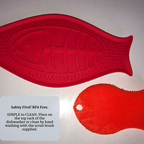 [Australia] - Meadows Brand Dog Distraction Device for Bath Time. Red Silicone Dog Lick Pad, Bathing Supplies. Bonus - Silicone Scrub Brush for Easy Cleaning. 