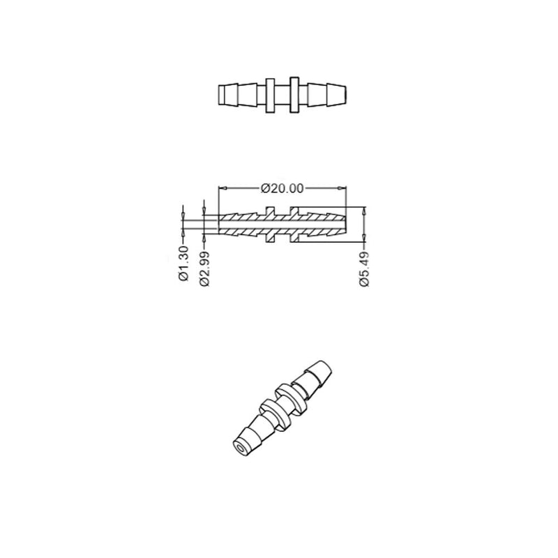 [Australia] - Treedix 20pcs Aquarium Air Valve Connector White Plastic Inline Tubing, for 2mm ID x 4mm OD Tube 