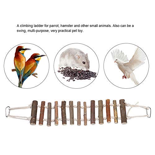 Rope Ladder Bird Toy, bird ladder rope, Naturals Rope Wooden Ladder Bird Toy Swing Ladder Toy for Parrots Pet Hamster Bird Bird Parrot Toys Ladders Swing Chewing Toys Hanging Pet Bird Cage Accessories - PawsPlanet Australia