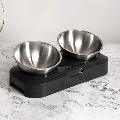 [Australia] - BOBEastal Raised Cat Bowls, Stainless Steel Cat Water and Food Bowls, 0/15° Tilted Stress Free Pet Feeding Bowls Nonslip for Cats and Small Dogs 