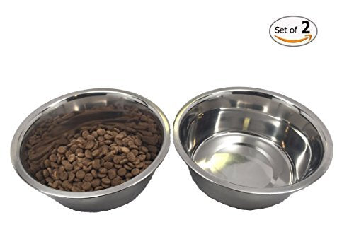 [Australia] - Stainless Steel Dog Bowl Set, 8" Large, 64oz / 2-Quart, Without Annoying Stickers to Remove 