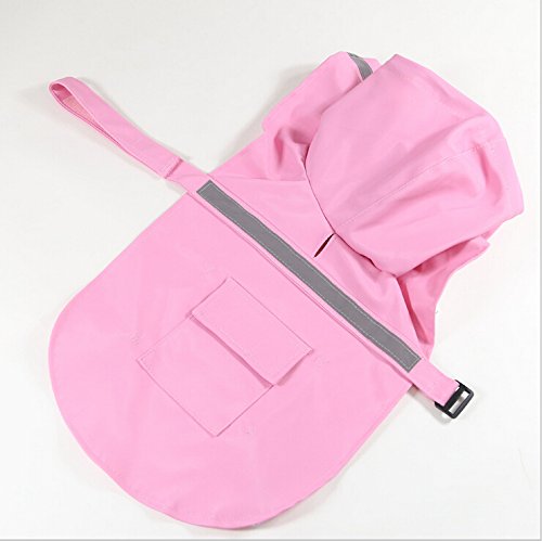 OCSOSO® Pet Dog Slicker Raincoat Gear Brite Rain Jackets Dog Cat Hooded with Reflective Band Multi Color for Choice (Pink, XS Back: 10"(25cm)) XS Back: 10"(25cm) Pink - PawsPlanet Australia