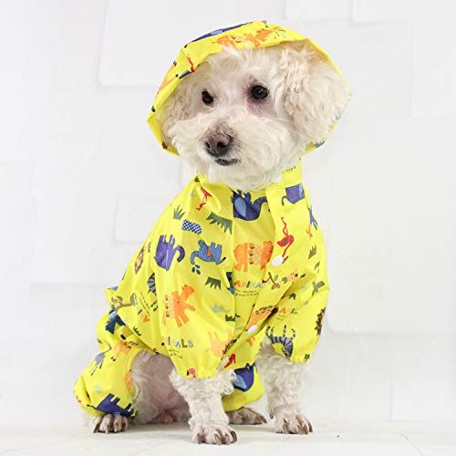 BbearT® Pet Raincoat, Dog Raincoat Ultra-Light Fun Pattern Jumpsuit Raincoat With Hood Waterproof Jackets Coats for Small Dogs Puppy (S: Back length 20cm) S: Back length 20cm - PawsPlanet Australia