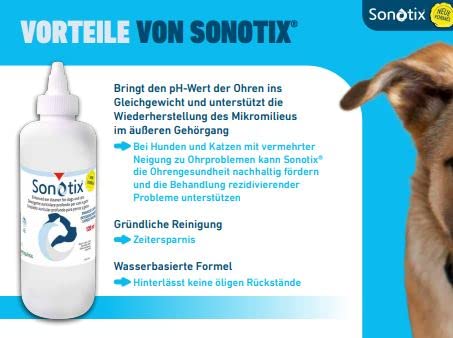 Vetoquinol Sonotix Ear Cleaner | 120ml | Ear cleaner for dogs and cats | For quick and effective removal of cerumen | With two applicators (flexible or short) - PawsPlanet Australia