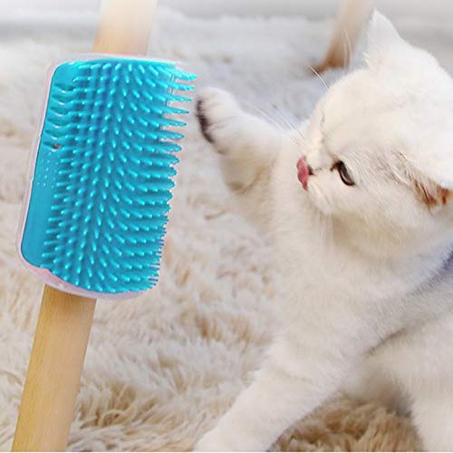 [Australia] - Cat Self Groomer, Wall Corner Massage Comb,Cat Corner Groomer Brush with Catnip,Perfect Massager Tool for Cats with Long and Short Fur- Shallow Blue(2PCS) 