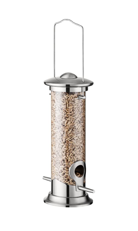 iBorn Aluminium Metal Bird Feeder Hanging Bird Seed Feeder for Mix Seed Blends, Niger Seed Feeder, Sunflower Heart, Heavy Duty All Metal NICKLE Finishing, 8 Inch 2Port 8INCH - PawsPlanet Australia