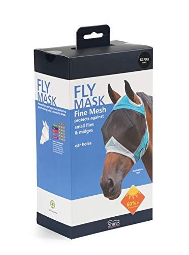 Shires Fine Mesh Fly Mask with Ear Holes Teal Full - PawsPlanet Australia