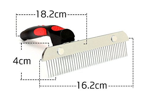 [Australia] - Qingmei-us Pet Comb,Dog Long Hair Brush for Grooming Removes Tangled Knots Mats,Undercoat and Loose Hair Extra-Large Rake Comb Grooming Brush Deshedding for Golden Retriever Husky German Shepherd RED 