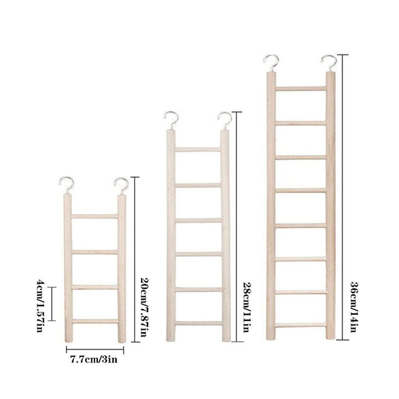 xiaoqun 3 pcs Wooden Ladder for Bird Parrot Ladder Climbing Toy Birdie Basics (4 Step, 6 Step 8 Step) - PawsPlanet Australia