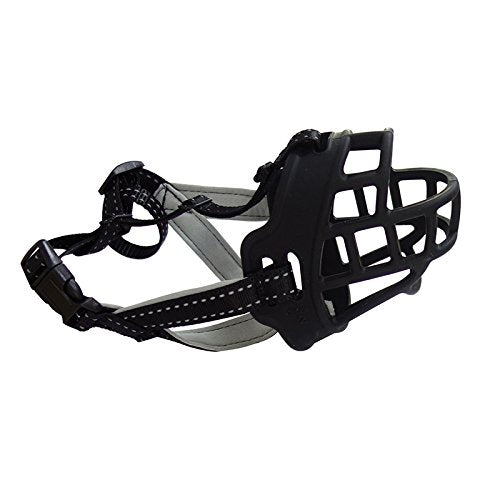 [Australia] - Creation Core Adjustable Breathable Anti-Biting Rubber Dog Muzzles Mask for Chewing Biting and Barking 13.38"-14.57" Black 