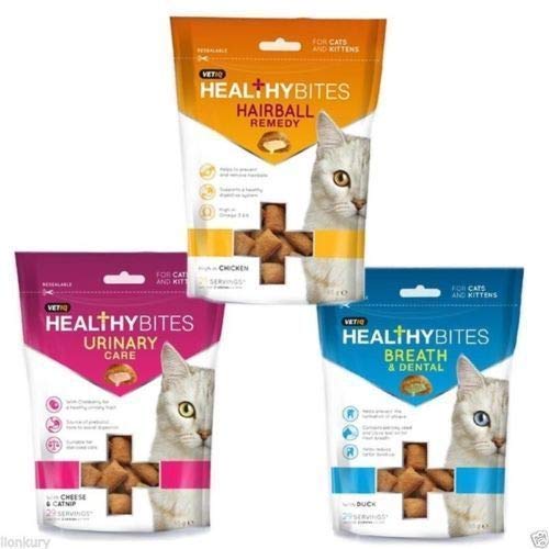 VetIQ Healthy Bites for Cats 3 x 65g (Uinary Care, Breath & Dental, Hairball Remedy) - PawsPlanet Australia