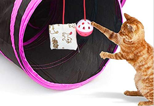 Cosy Life Cat Tunnel with Toy Tunnel for Small Animals - Y Shape - Black/Pink Black-Pink - PawsPlanet Australia