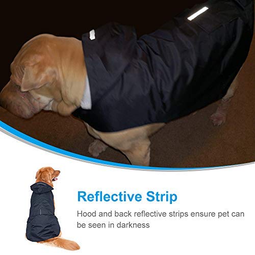 Zellar Dog Raincoat with Hood,Collar Hole, 100% Waterproof Ultra-Light Breathable Rainwear Rain Jacket with Safe Reflective Strips for Medium to Large Dog, Blue, 3XL - PawsPlanet Australia