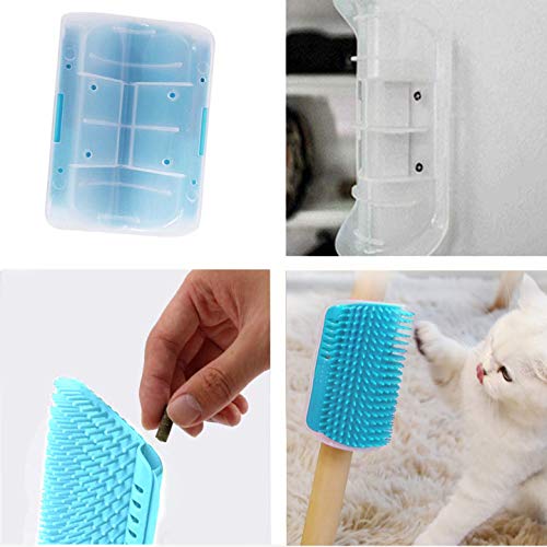 [Australia] - Cat Self Groomer, Wall Corner Massage Comb,Cat Corner Groomer Brush with Catnip,Perfect Massager Tool for Cats with Long and Short Fur- Shallow Blue(2PCS) 