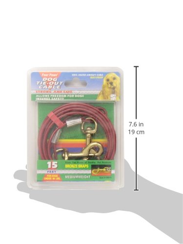 [Australia] - Four Paws Four Paws Vinyl Coated Rust Proof Medium Weight Tie-Out Cable for Dogs 15-Foot Red 