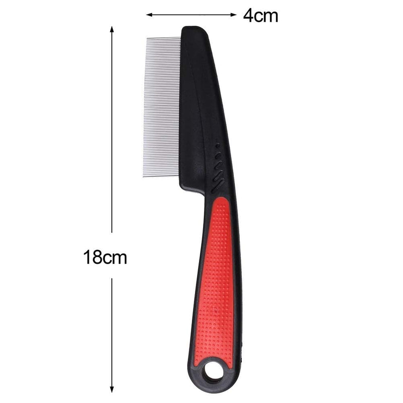 Flea comb for removing fleas, pet comb, professional flea comb, stainless steel, lice comb, dust comb for cats and dogs, red - PawsPlanet Australia