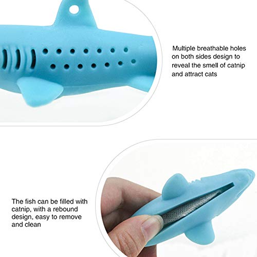 IKAAR Catnip Toys Interactive Cat Toys Catnip Fish Toy Toothbrush, Soft Mint Shark Shaped Cat Chew Toy for Cats Kitten Chew Pet Supplies Pack of 2 (Blue + Pink) - PawsPlanet Australia