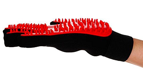 [Australia] - Kwality Pet Grooming Glove - Gentle Deshedding Brush Glove - Efficient Pet Hair Remover Mitt - Massage Tool with Enhanced Five Finger Design - Perfect for Dogs & Cats with Long & Short Fur red 