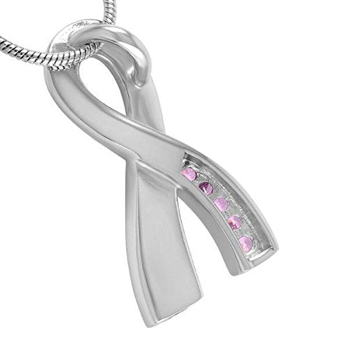 Cherished Urns Silver Cross with Pink Crystals Memorial Ash Keepsake Cremation Pendant - PawsPlanet Australia