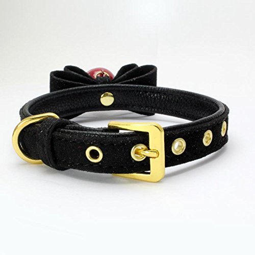 Mcdobexy Classic Pet Collar with Bell and Bow Tie (XXS,Black) XXS(Neck 17-23cm) Black - PawsPlanet Australia