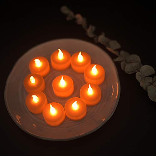 Tappovaly Tea Lights,24 Pack Flameless LED Candles Battery Operated Tealight Candles Flicker Long Lasting Tealight for Wedding Holiday Party Home Decoration (24PCS Orange) - PawsPlanet Australia