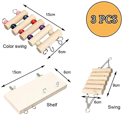 Fun Boredom Breaker, Interesting Hanging Natural Wooden Hamster Swing Ladder Platform Exercise Toys,Small Animal Activity Climb Play Toy Parror,Gerbil,Squirrel,Rat,Hamster, Chinchilla - PawsPlanet Australia