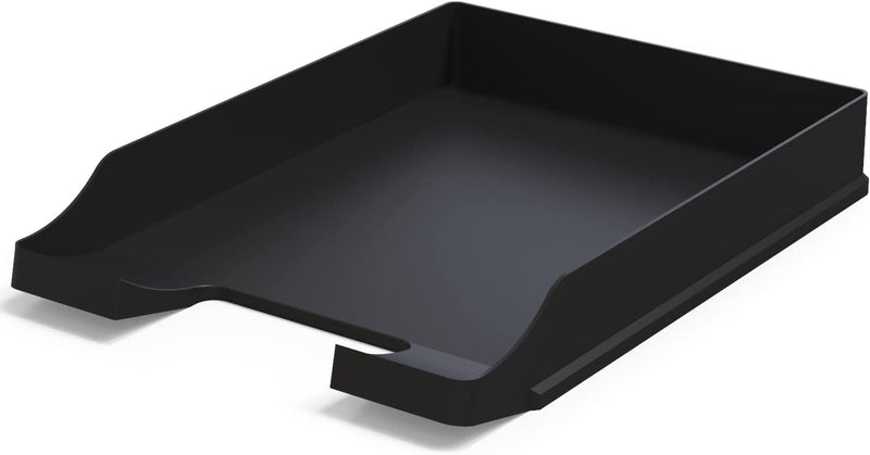Detectalia Document Trays Black A4 - Stackable Desk Organizer - Plastic Office Tray - Paper Holder - Mail Baskets - 35x25x5.2 cm 1.0 - PawsPlanet Australia