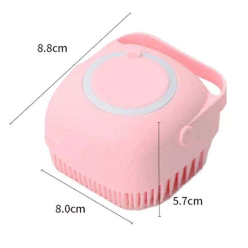 NganSuRong Pet Dog Bath Brush Pet SPA Massage Rubber Comb Soft Silicone Puppy Cats Shower Hair Fur Grooming Cleaning Scrubber With Shampoo Soap Storage (Pink) - PawsPlanet Australia