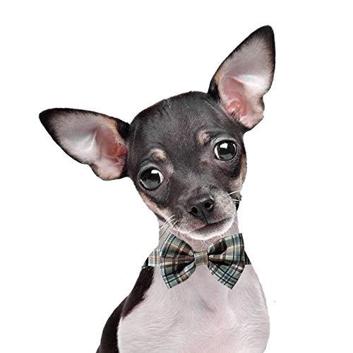 Pet Heroic Pet Dog Cat Collar with Grid Bow tie, Adjustable Plaid Pet Dogs Cats Comfortable Durable Bowtie Collars for Small Medium Large Dogs Cats in 3 Styles Coffee-plaid S - PawsPlanet Australia