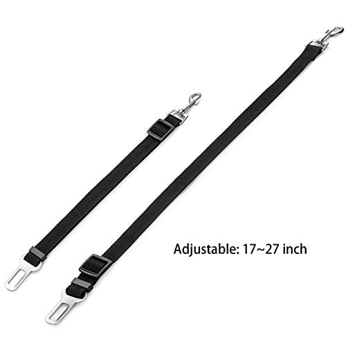 [Pack of 2] Dog Seat Belt, elloLife Adjustable Dog Seat Belt Safety Harness for Car for All Dog Breeds Cats & Car Types, Black - PawsPlanet Australia