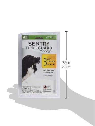 SENTRY Fiproguard for Dogs, Flea and Tick Prevention for Dogs (23-44 Pounds), Includes 3 Month Supply of Topical Flea Treatments - PawsPlanet Australia