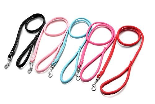 [Australia] - Smoosky Pet Supplies Round Colorful Leather Rolled Dog Puppy Walking Leashes for Small Medium Breeds S Blue 