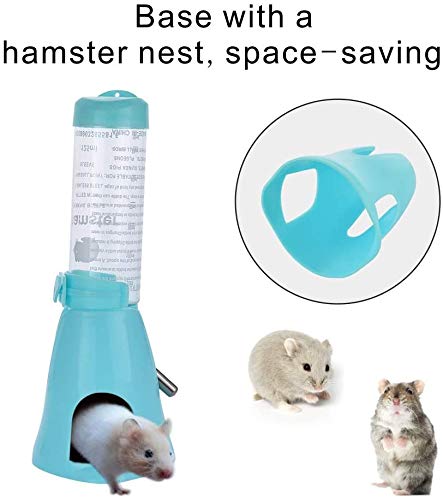 Jasa 1PCS 4oz Hamster Water Bottle, Hedgehog Supplies, 3 in 1 Food Bowl Small Animals Hamster Hideout Water Dispenser Automatic pet Bottle(125ML) Blue - PawsPlanet Australia