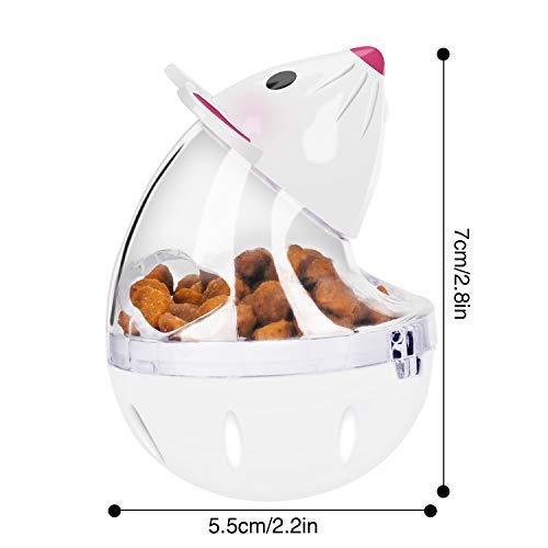 [Australia] - Legendog 2pcs Cat Food Balls Slow Feeder Toy Mice Tumbler Shaped Pet Treat Ball Cat Food Toy Ball Pet Food Ball Cat Feeder White&Pink 