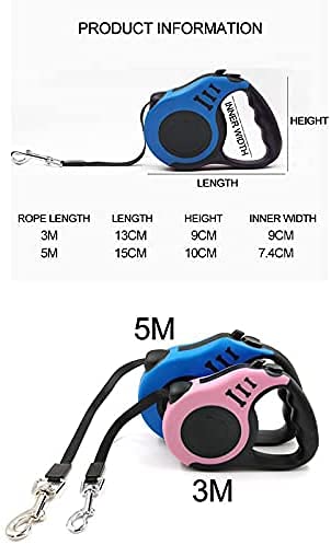 STOUCLA Retractable dog leash, medium and large dogs, retractable leash, anti-slip handle with brake, button lock dog leash (3 m, blue) blue 3M - PawsPlanet Australia