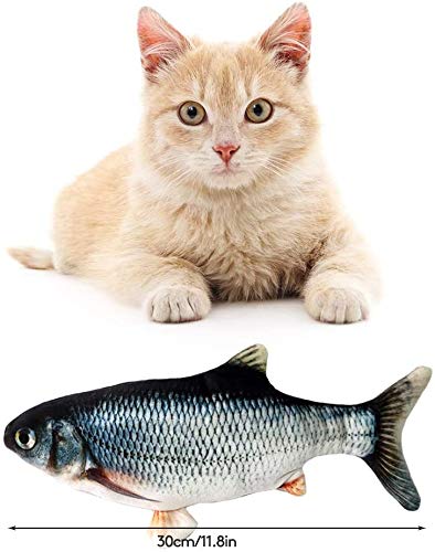 HIKENRI Electric Moving Fish Cat Toy, Realistic Plush Simulation Electric Wagging Fish Cat Toy Catnip Kicker Toys, Funny Interactive Pets Pillow Chew Bite Kick Supplies for Cat carp - PawsPlanet Australia