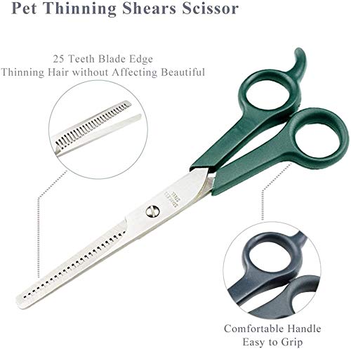 Tencro Pet Grooming Scissor [3-in-1 Set] Dog Scissor Cat Scissor Stainless Steel Trimmer, Body Trimming Sharp Scissor, Safety Rounded Tips Face/Ear/Paw Scissor, Thinning Shears Scissor - PawsPlanet Australia